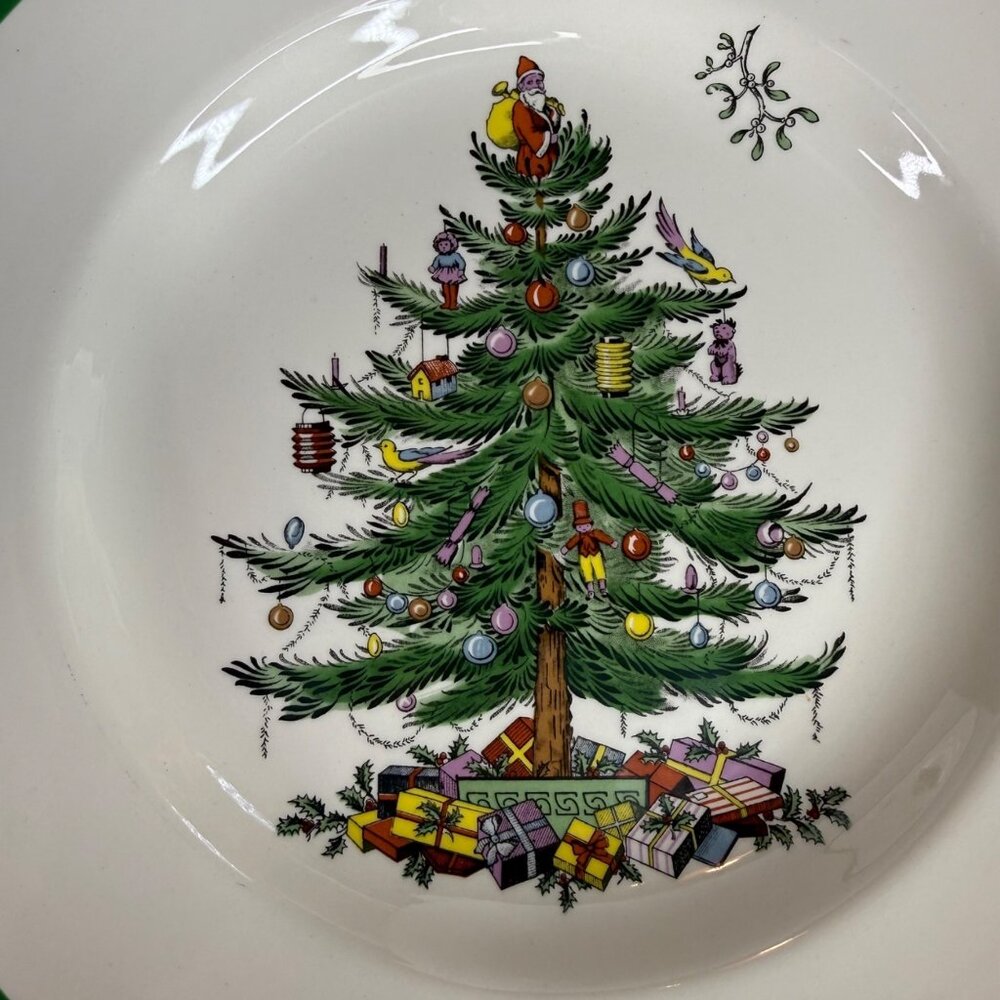 4 VTG Spode Christmas Tree Dinner Plates 10.75” Made In England S3324-Y Set - Picture 2 of 11